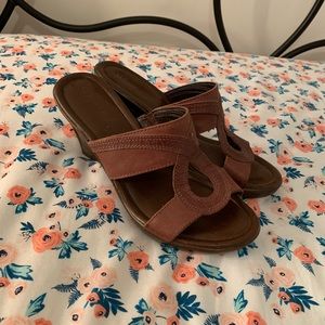 Brown wedge sandals